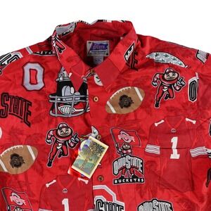 Reyn Spooner Ohio State Buckeyes Shirt Mens XXL Red Tropical NCAA Rayon NWT